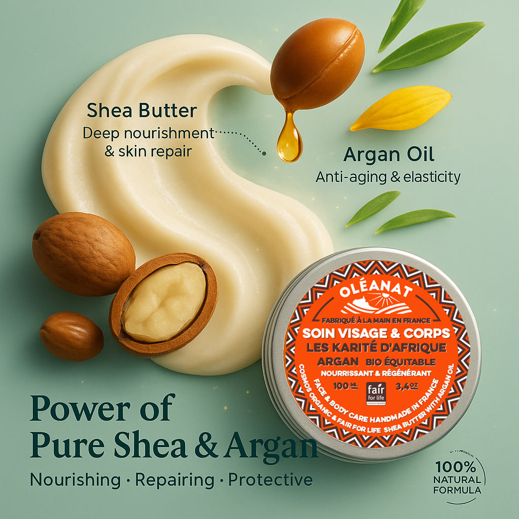 Oleanat Organic Shea Butter With Argan Oil – Deep Nourishing Face & Body Moisturizer (100ml)