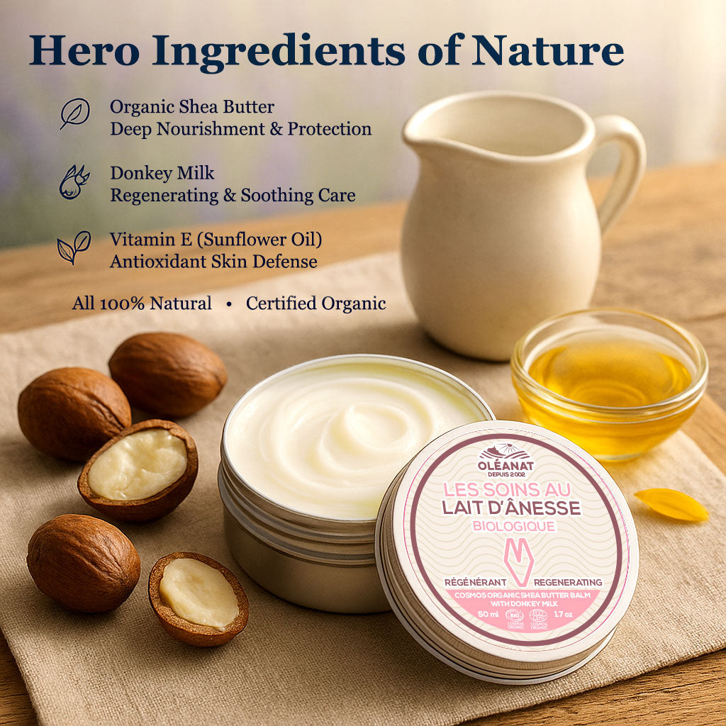 Oleanat Organic Shea Butter Balm with Donkey Milk – Regenerating & Nourishing Face & Body Moisturizer (50ml)