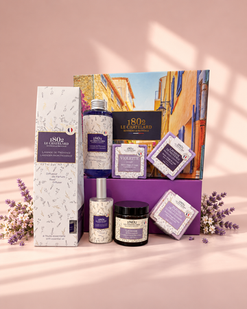 Le Chatelard 1802 Lavender Luxury Gift Box – 7-Piece French Home Fragrance, Candle & Soap Collection