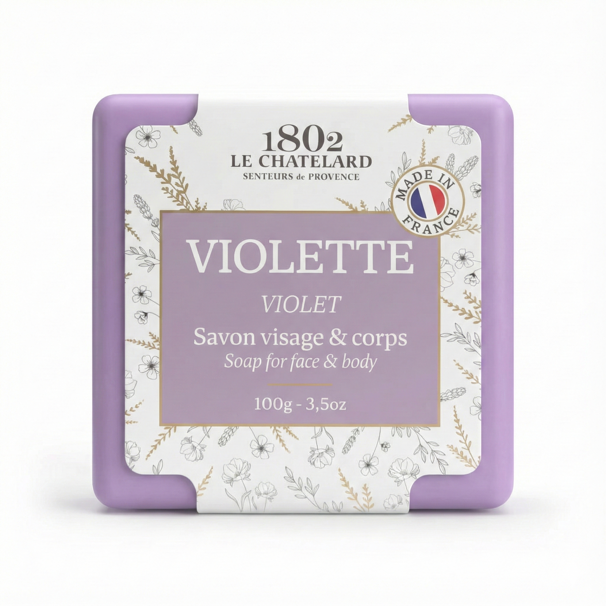 Le Chatelard 1802 French Lavender Love Soap Combo | Provence's Lavender, Lavender Flowers & Violet French Soaps (3 x 100g) / Made In France