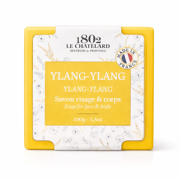 Le Chatelard 1802 Ylang-Ylang soap packaging on a white background