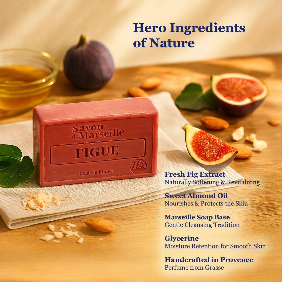 Fig Soap – French Marseille Nourishing & Softening Face & Body Bar with Almond Oil | 100g