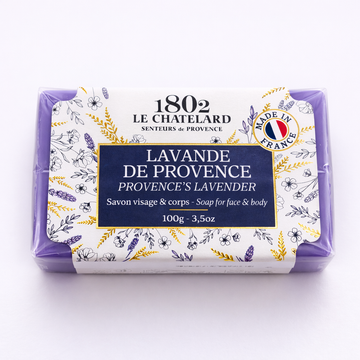 Provence's Lavender Soap – French Marseille Relaxing & Soothing Face & Body Bar with Almond Oil | 100g