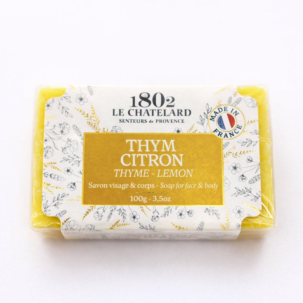 Thyme & Lemon Soap – French Marseille Fresh Citrus Face & Body Bar with Almond Oil | 100g