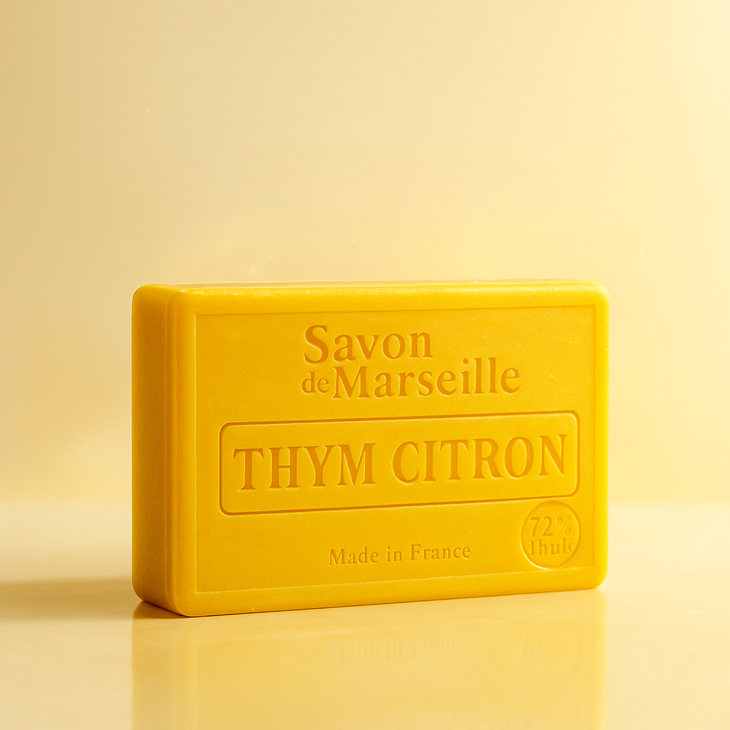 Thyme & Lemon Soap – French Marseille Fresh Citrus Face & Body Bar with Almond Oil | 100g
