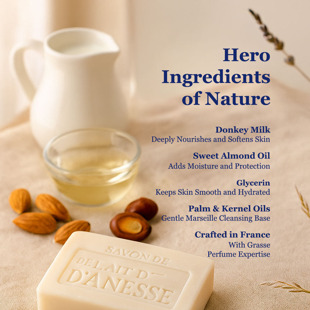 Donkey Milk Soap – French Marseille Gentle Nourishing Face & Body Bar with Almond Oil | 100g