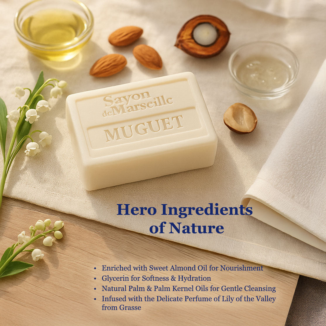 Lily of the Valley Soap – French Marseille Floral Bath Bar | 100g