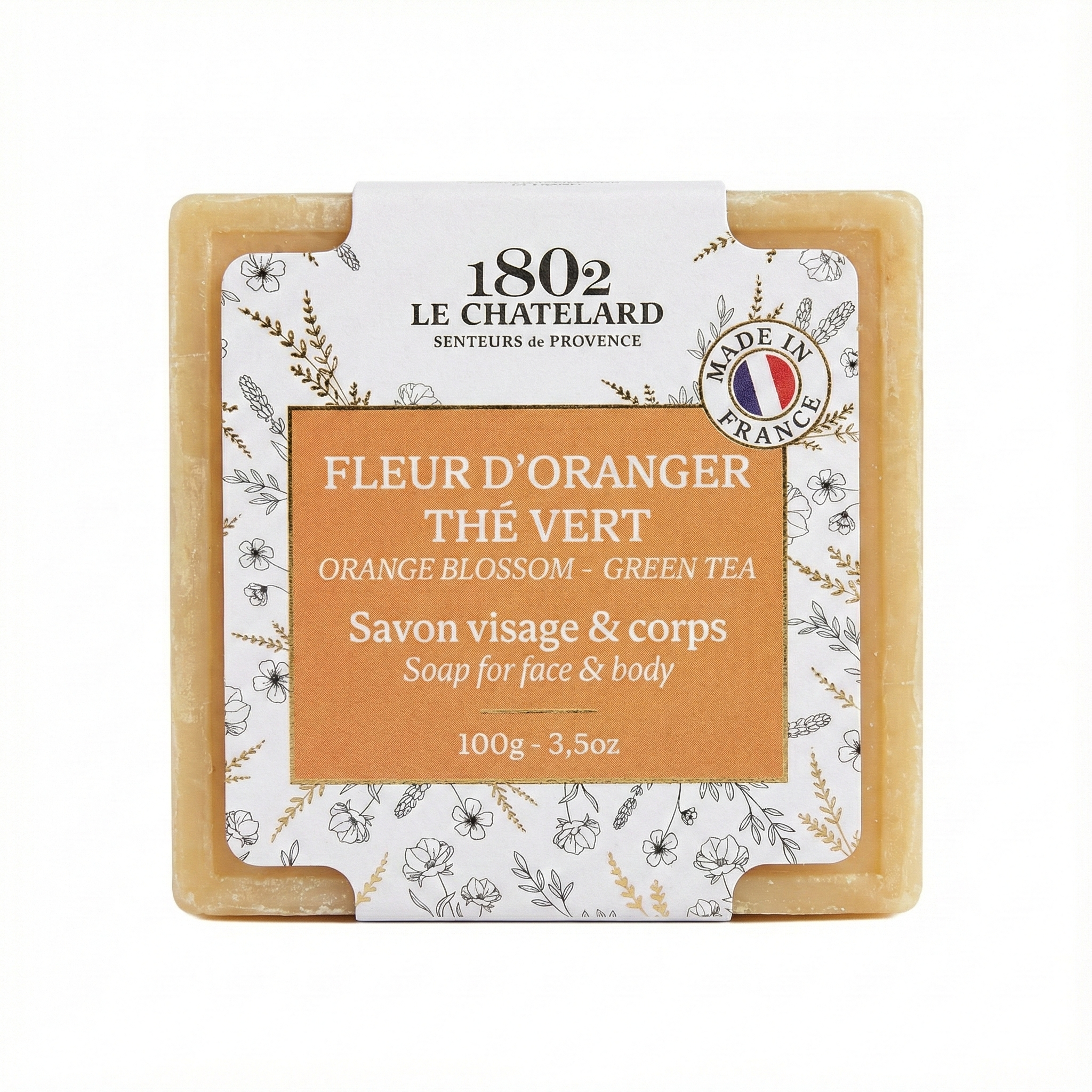 Le Chatelard 1802 Orange Blossom Green Tea Marseille Soap Bar – 100g | Made In France