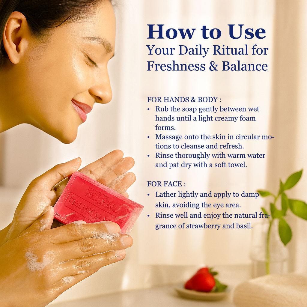 Strawberry Basil Soap – French Marseille Fresh Fruity Face & Body Bar | 100g