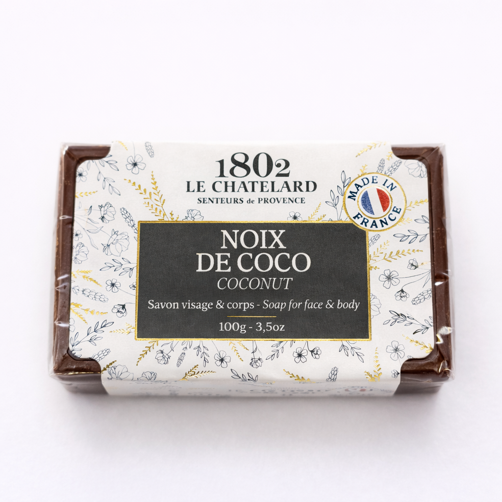 Coconut Soap – French Marseille Moisturizing Face & Body Bar with Almond Oil | 100g