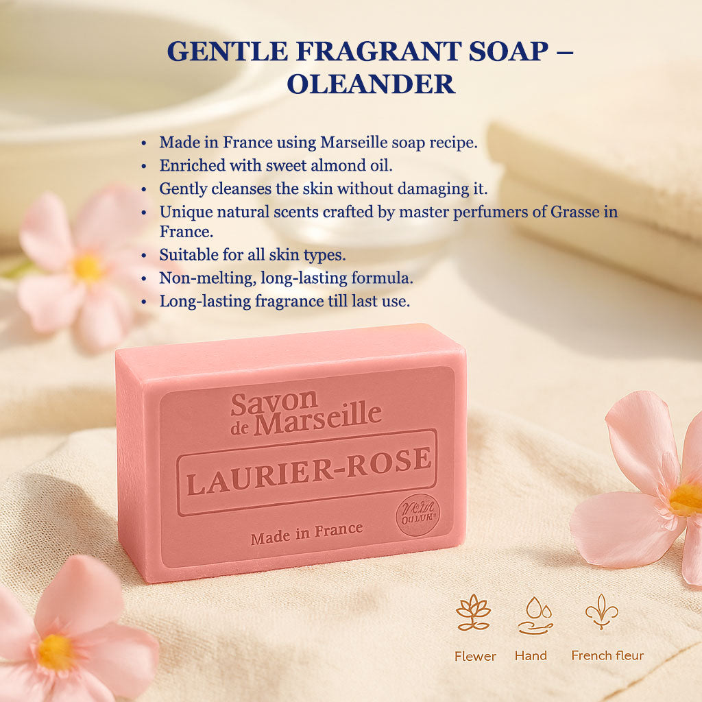 Oleander Soap – Elegant Floral French Marseille Soap for Face & Body | 100g