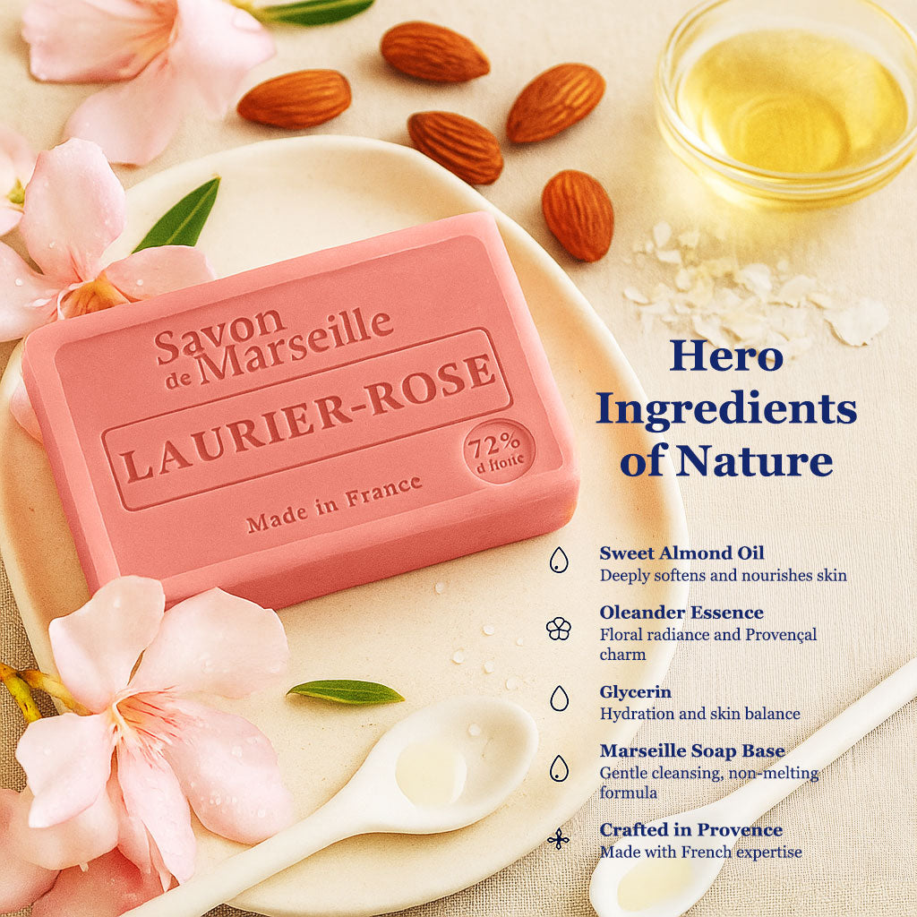Oleander Soap – Elegant Floral French Marseille Soap for Face & Body | 100g