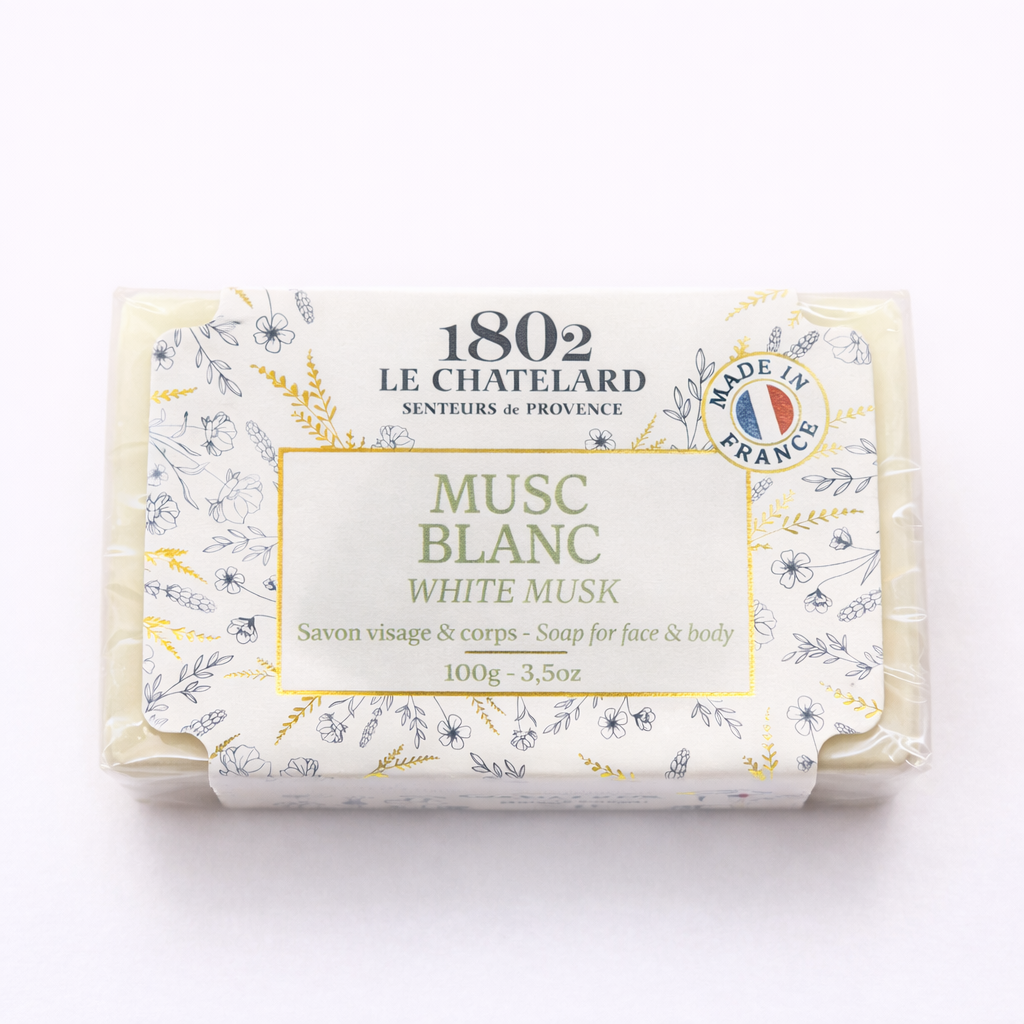 White Musk French Soap – Luxury Marseille Face & Body Bar with Almond Oil (100g)