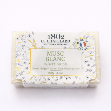 White Musk French Soap – Luxury Marseille Face & Body Bar with Almond Oil (100g)