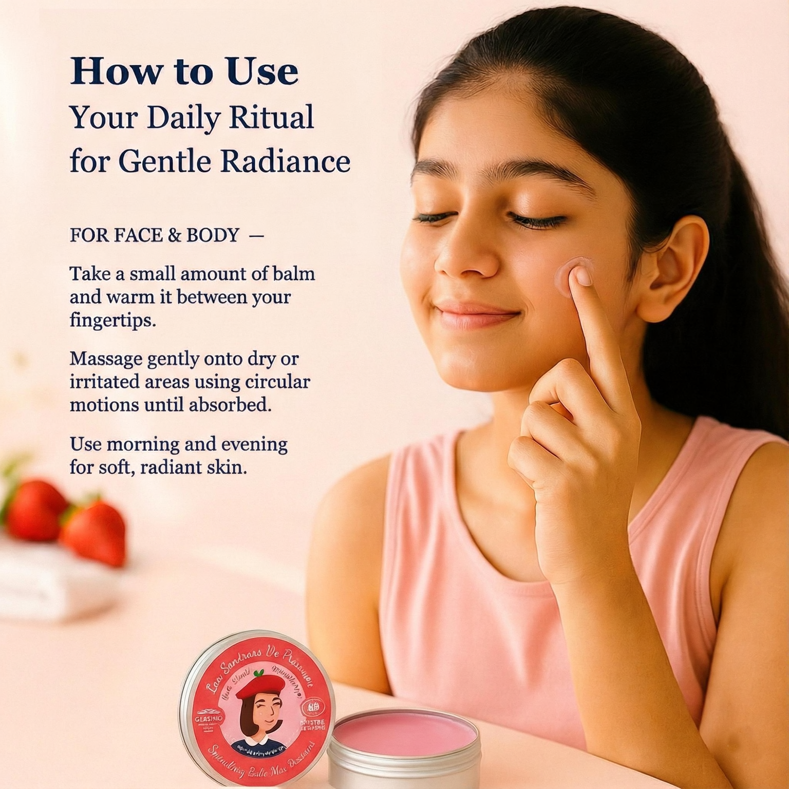 Organic Strawberry Balm - Radiance & Softness Moisturizing Cream 30ml
