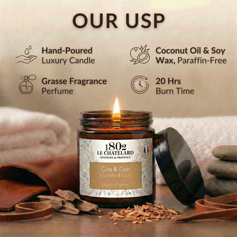 Authentic Scented Candle - Leather & Oud