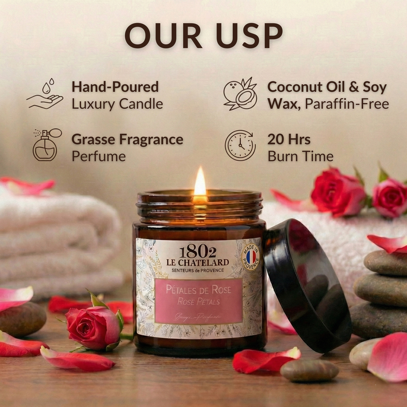 Authentic Scented Candle - Rose Petals