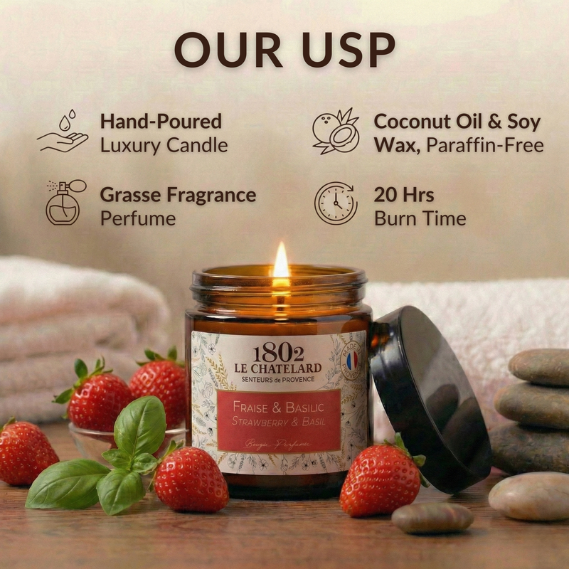 Authentic Scented Candle - Strawberry & Basil