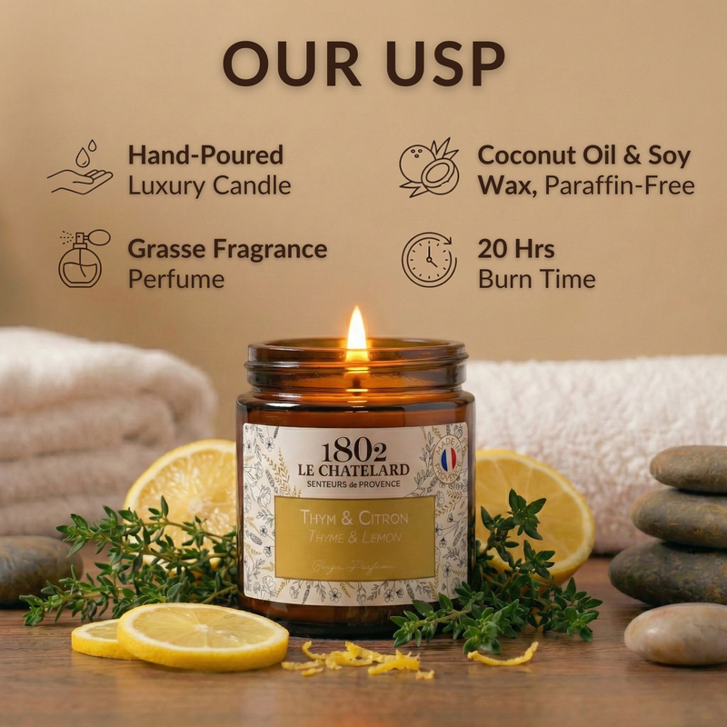 Authentic Scented Candle - Thyme & Lemon