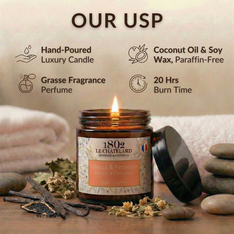 Authentic Scented Candle - Vanilla & Patchouly