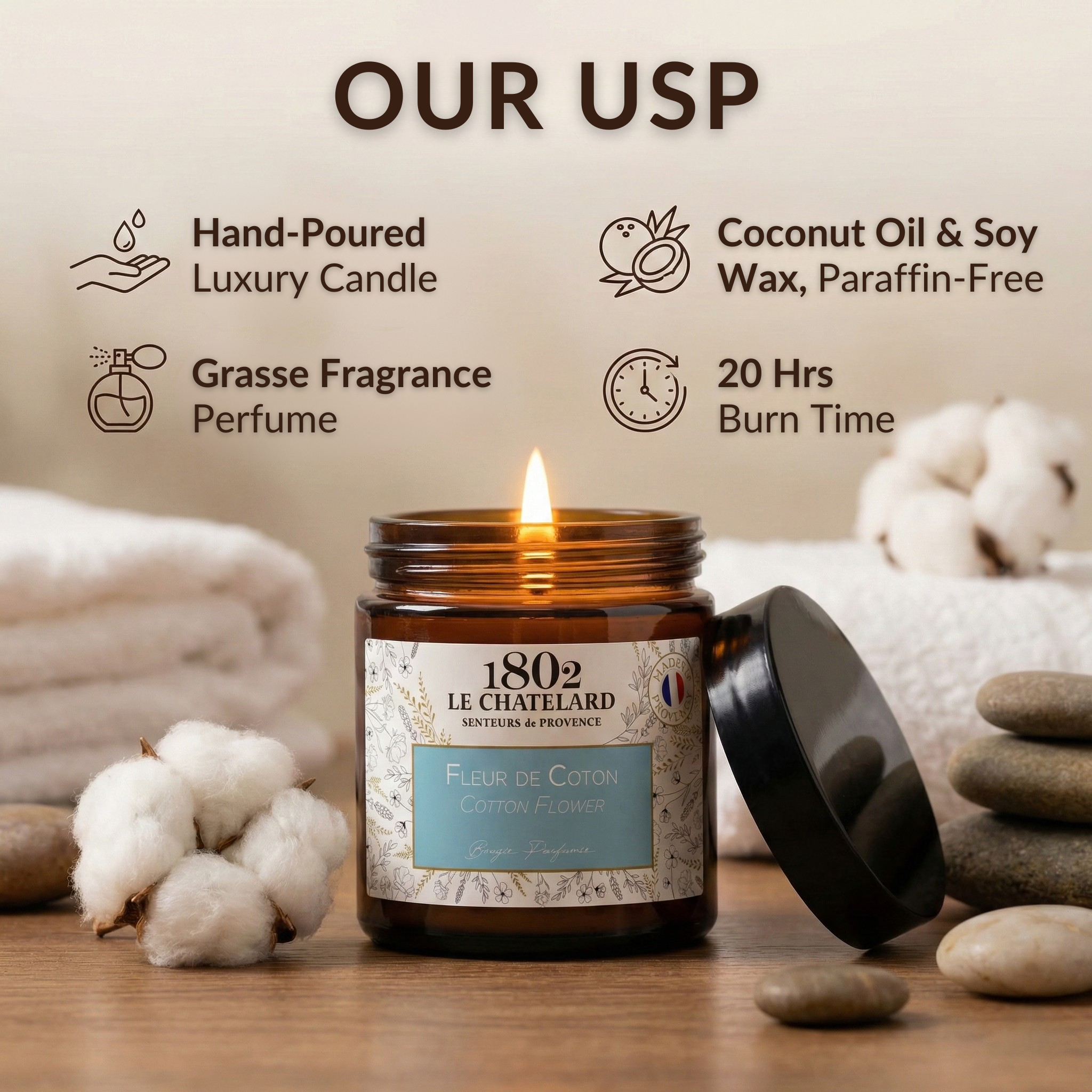Authentic Scented Candle - Cotton Flower