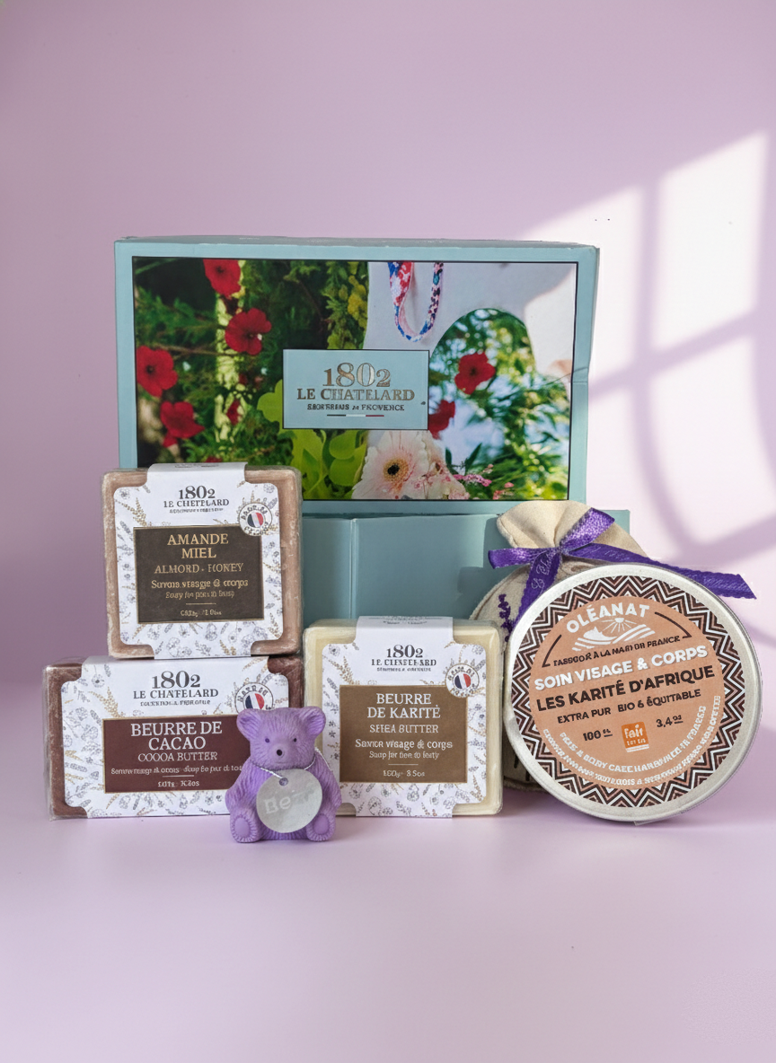 Le Chatelard 1802 Deep Nourishment Body Care Combo | Oleanat Extra Pure Shea Butter, Almond & Honey Soap, Cocoa Butter & Shea Butter Soap / Made In France