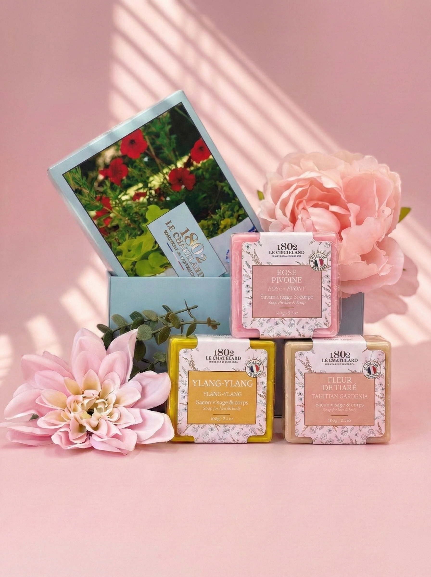 Le Chatelard 1802 Floral Romance Soap Combo | Rose Peony, Tahitian Gardenia & Ylang-Ylang (3 x 100g) / Made In France
