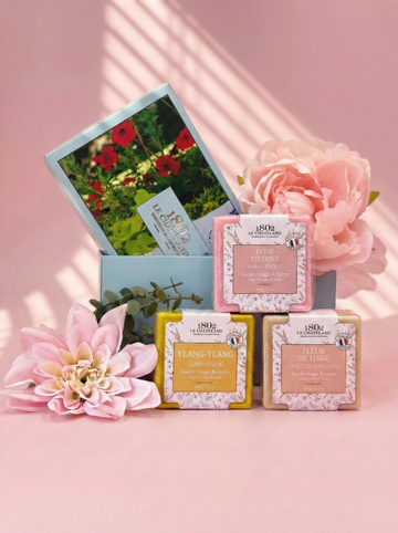 Le Chatelard 1802 Floral Romance Soap Combo | Rose Peony, Tahitian Gardenia & Ylang-Ylang (3 x 100g) / Made In France