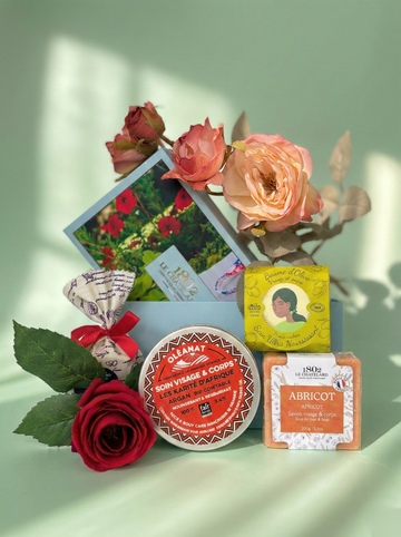 Le Chatelard 1802 French Nourishing Skin Care Combo | Oleanat Shea Butter With Argan Oil, Olive Face & Body Sublimating Balm & Apricot Soap / Made In France