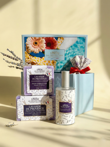 Le Chatelard 1802 Lavender Provence Luxury Gift Set | French Lavender Soaps & Pillow Mist / Made In France