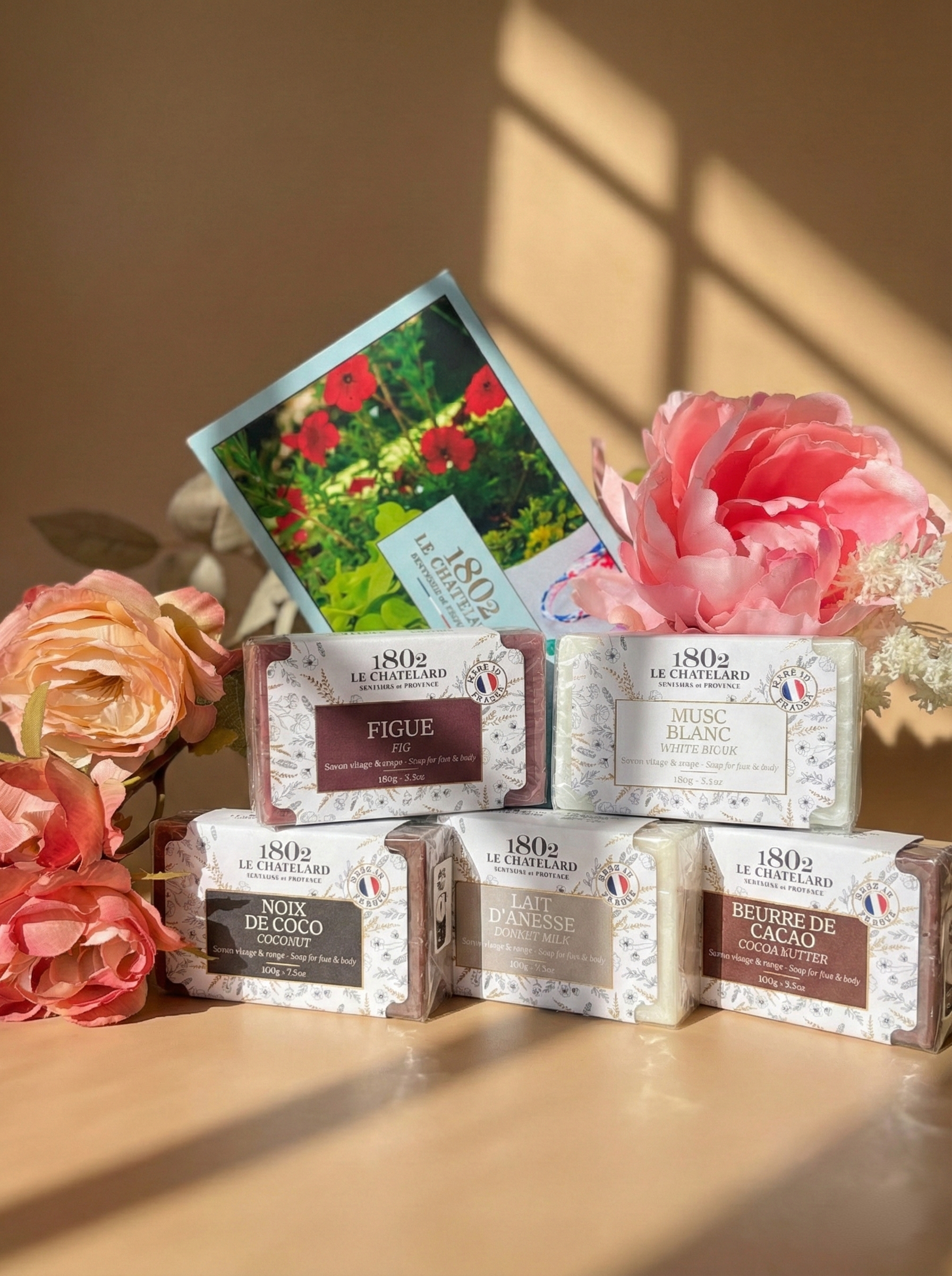 Le Chatelard 1802 French Soap Combo | Donkey Milk, White Musk, Cocoa Butter, Fig & Coconut Soaps (5 x 100g) / Made In France