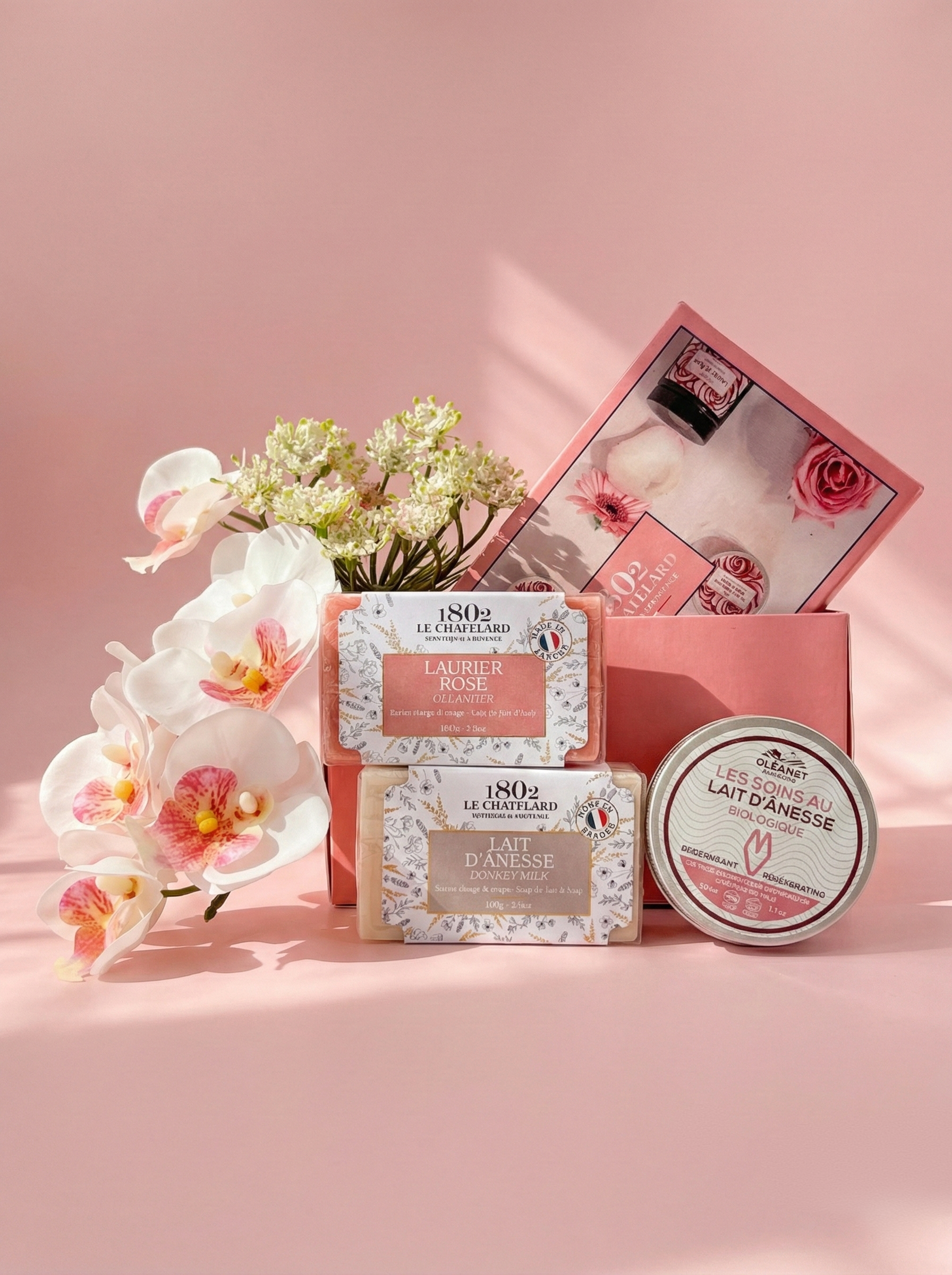 Le Chatelard 1802 French Luxury Skincare Trio | Oleander Soap, Donkey Milk Soap & Organic Donkey Milk Shea Butter Balm / Made In France