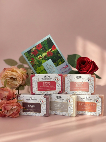 Le Chatelard 1802 French Soap Combo | Oleander, Strawberry Basil, Fig, Patchouli & Donkey Milk (5 × 100g) / Made In France