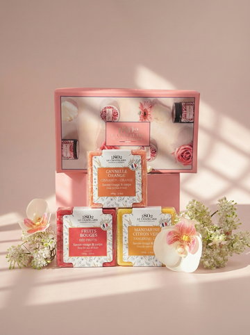 Le Chatelard 1802 Citrus & Spice Soap Combo | Cinnamon Orange, Tangerine Lime & Red Fruits (3 x 100g) / Made In France