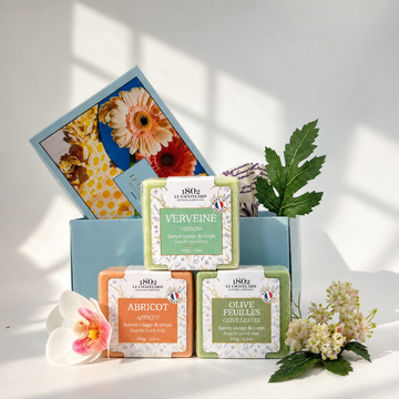 Le Chatelard 1802 Fresh Soap Combo | Olive Leaves, Verbena & Apricot Soaps (3 x 100g) / Made In France