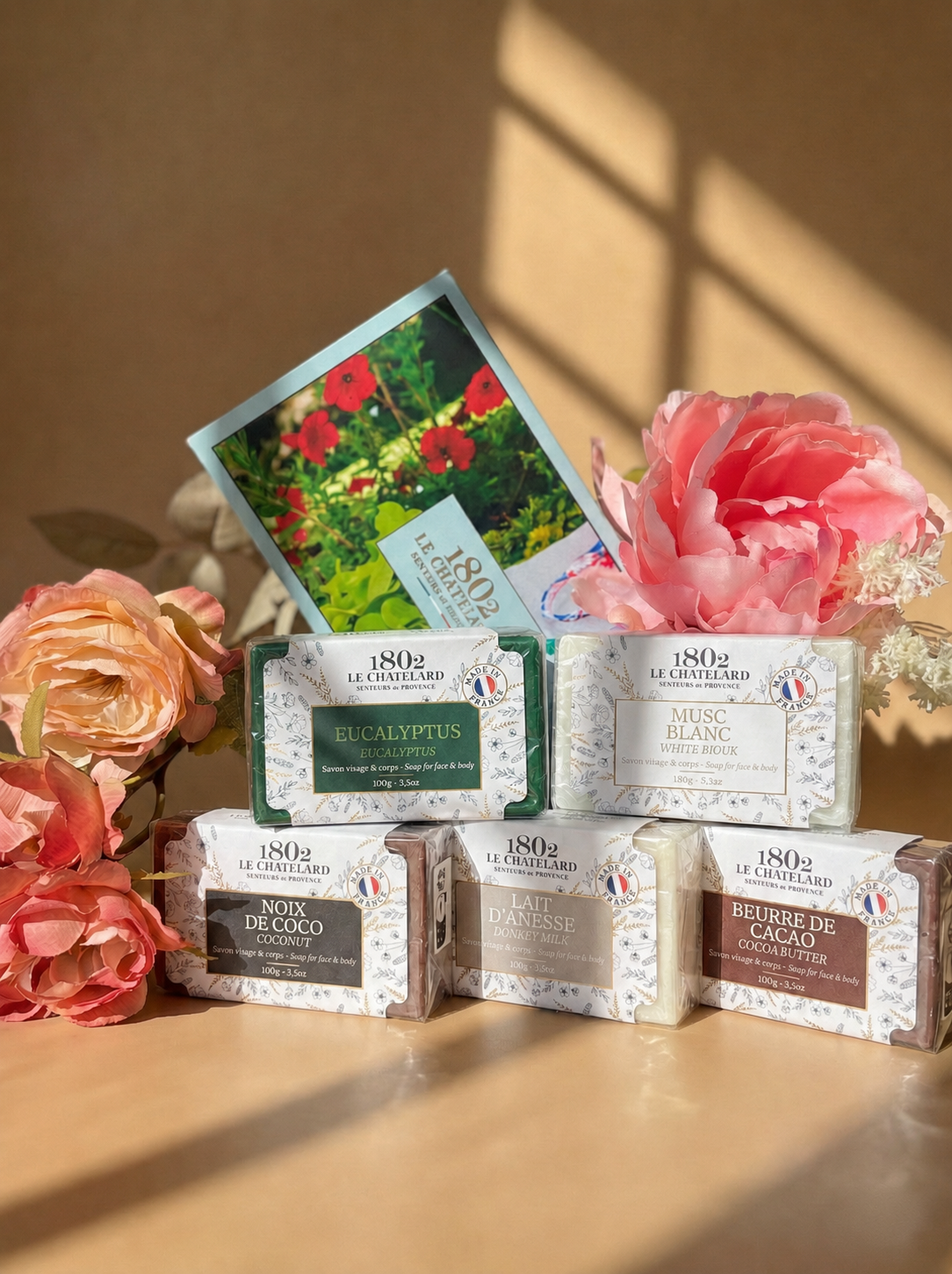 Le Chatelard 1802 French Soap Combo | Donkey Milk, White Musk, Cocoa Butter, Coconut & Eucalyptus (5 x 100g) / Made In France