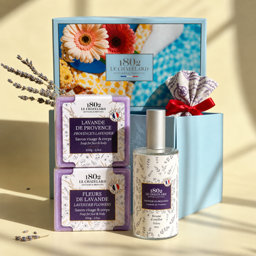 Le Chatelard 1802 Lavender Provence Luxury Gift Set | French Lavender Soaps & Pillow Mist / Made In France
