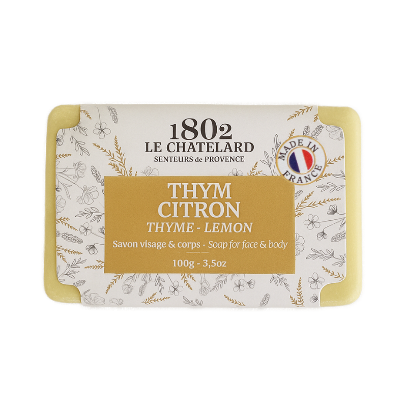 Le Chatelard 1802 French Bath & Body Care Combo | White Musk, Donkey Milk & Thyme Lemon Soaps + Organic Almond Balm / Made In France