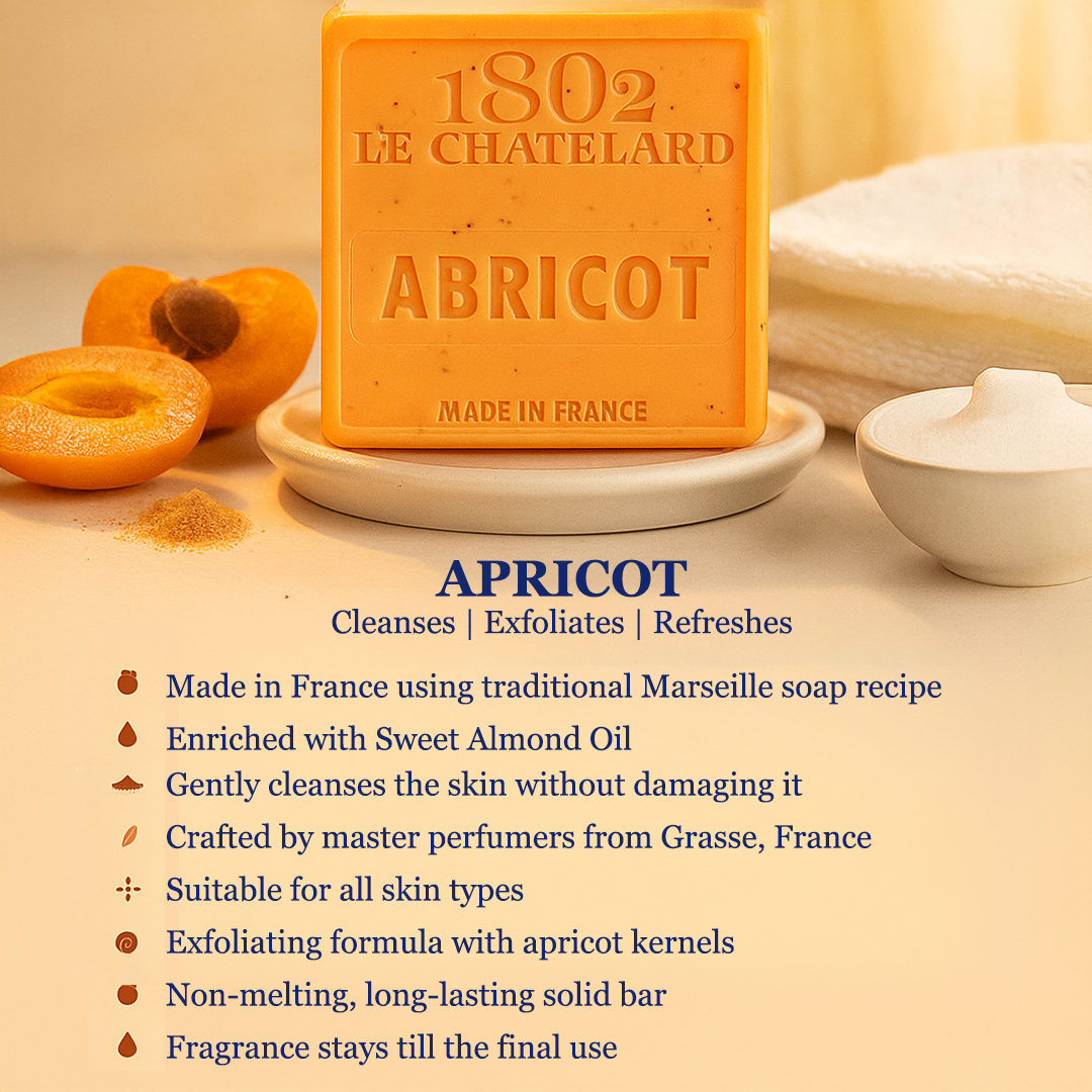 Le Chatelard 1802 Apricot Marseille Soap Bar – 100g | Made In France