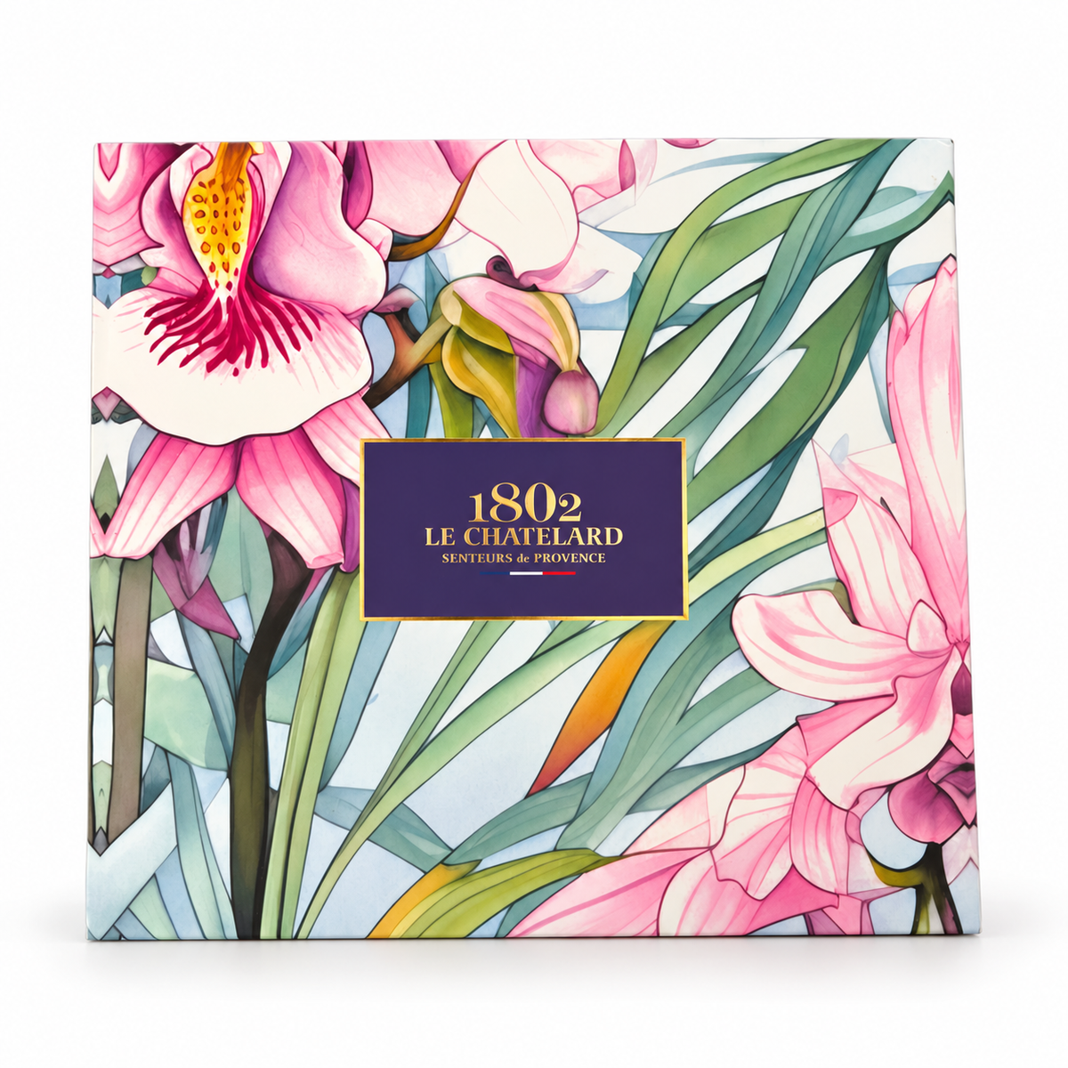 Le Chatelard 1802 Tropical Floral Premium Gift Box – Pink Orchid Design | Keepsake Gift Box