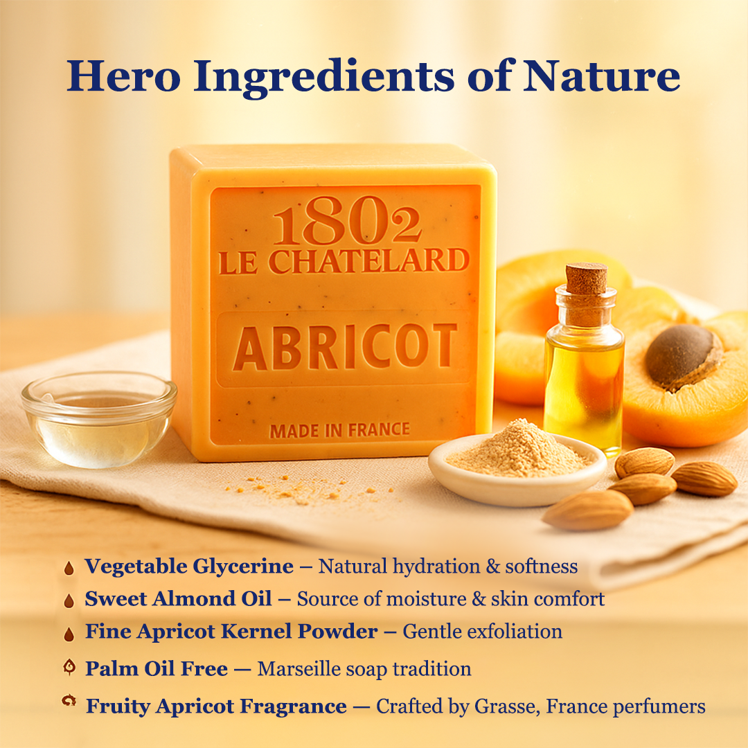 Le Chatelard 1802 Apricot Marseille Soap Bar – 100g | Made In France