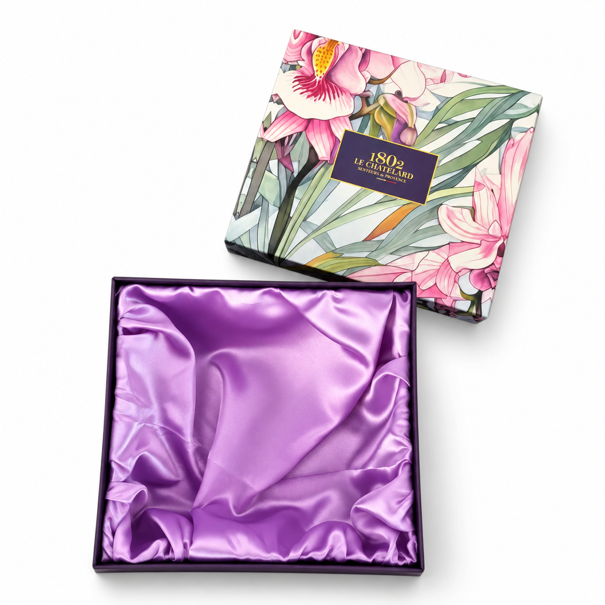 Le Chatelard 1802 Tropical Floral Premium Gift Box – Pink Orchid Design | Keepsake Gift Box