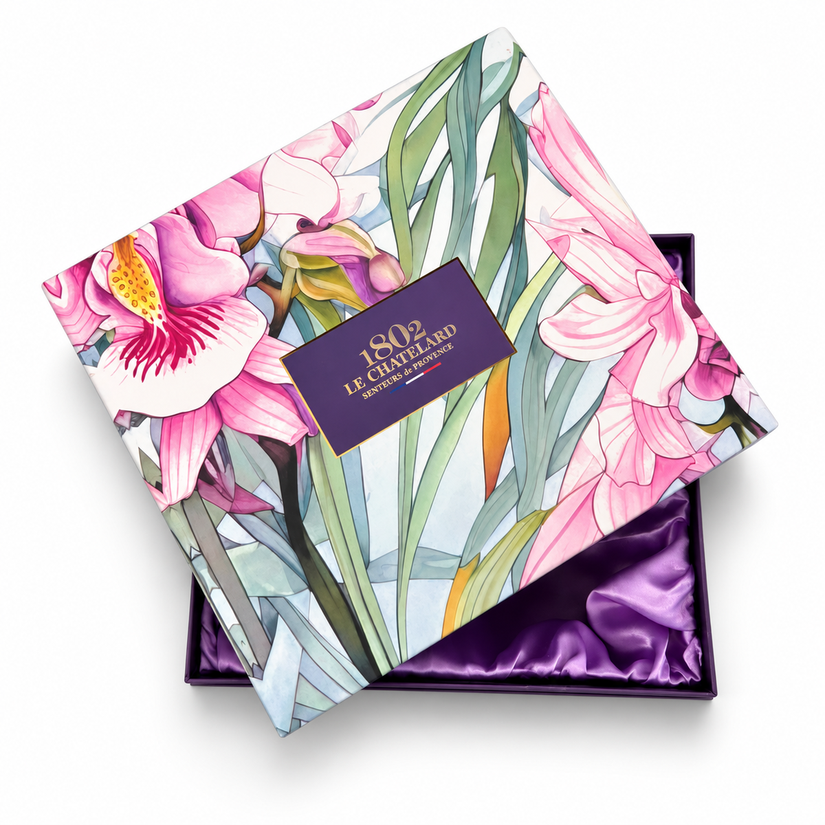 Le Chatelard 1802 Tropical Floral Premium Gift Box – Pink Orchid Design | Keepsake Gift Box