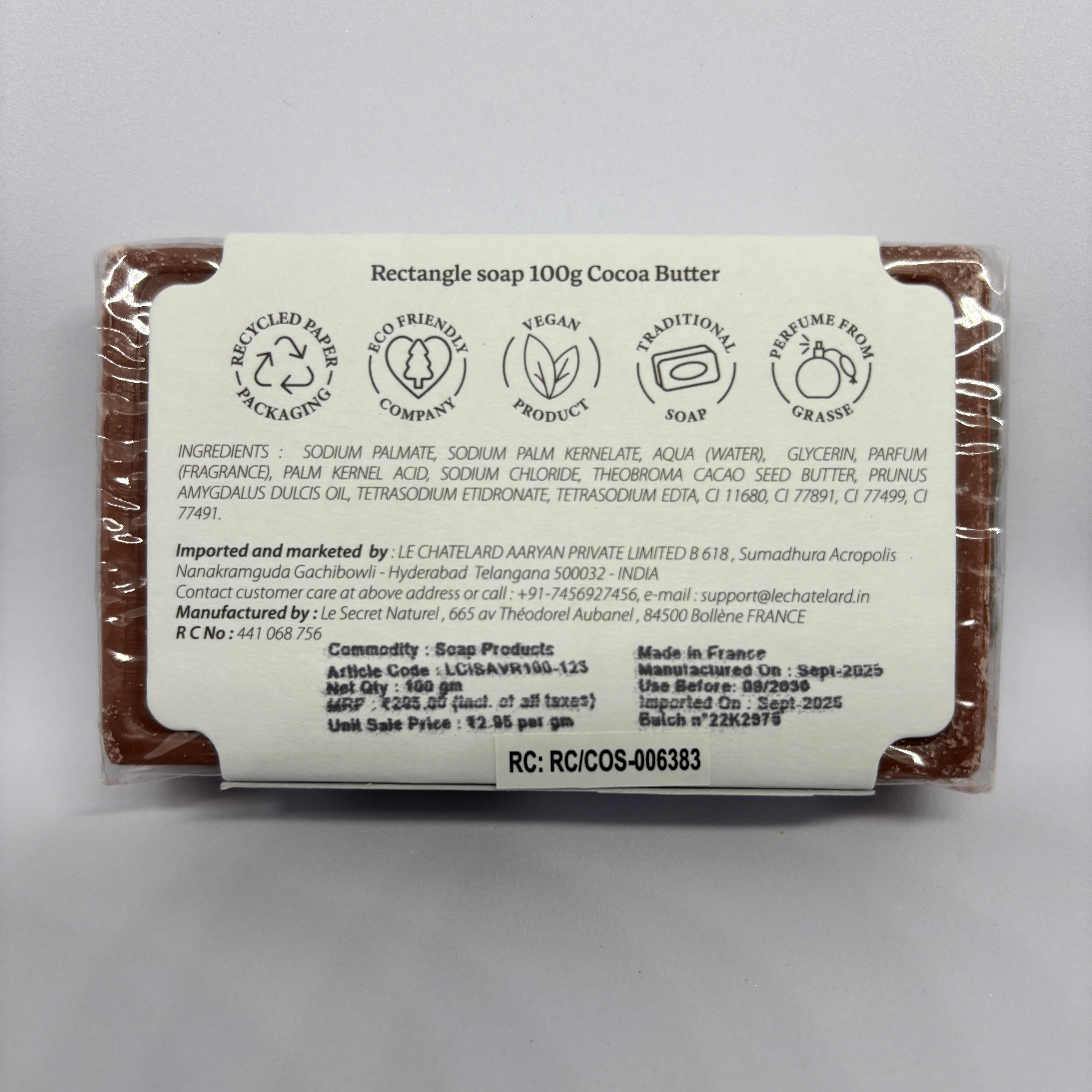 Cocoa Butter Soap – French Marseille Deep Nourishing & Moisturizing Face & Body Bar | 100g