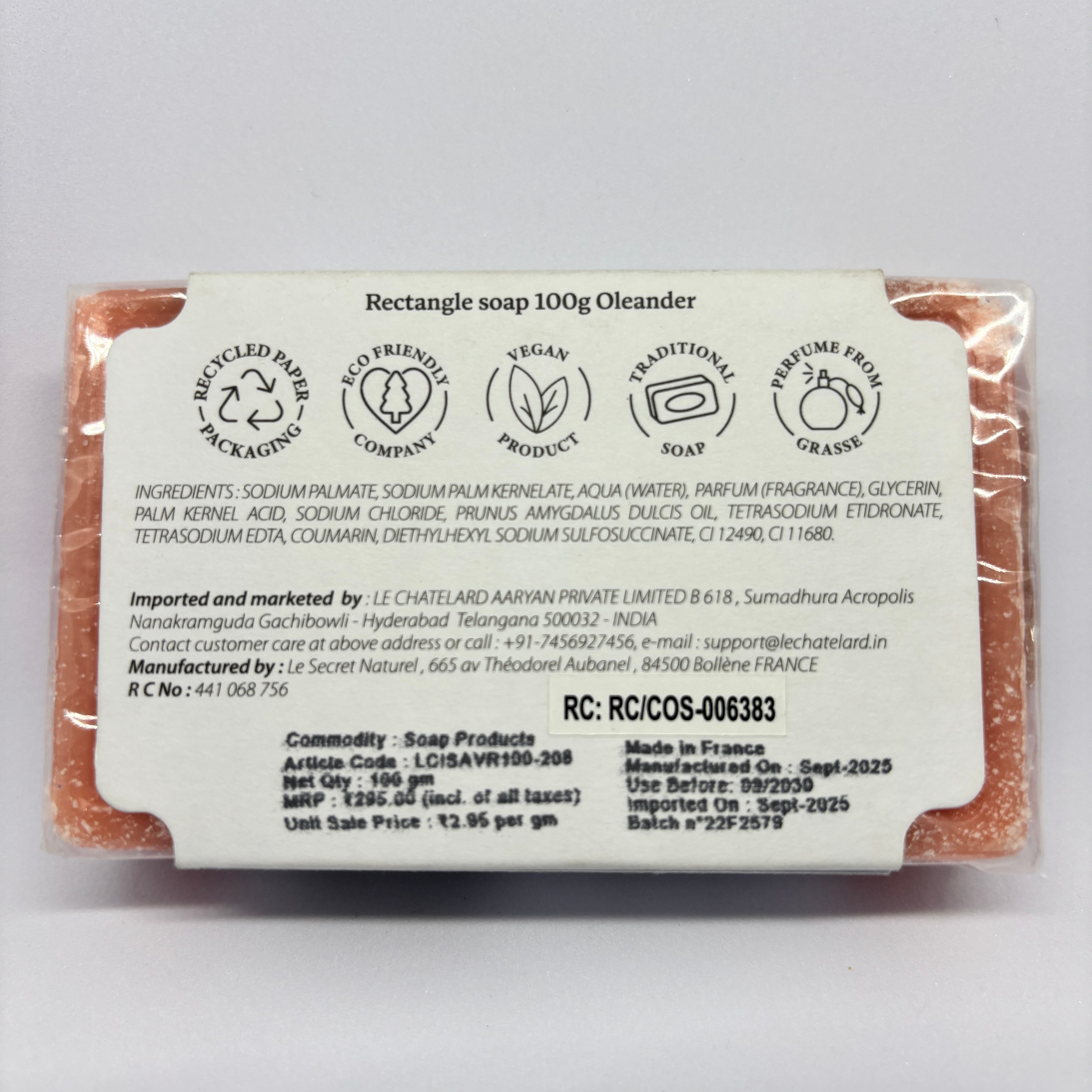 Oleander Soap – Elegant Floral French Marseille Soap for Face & Body | 100g