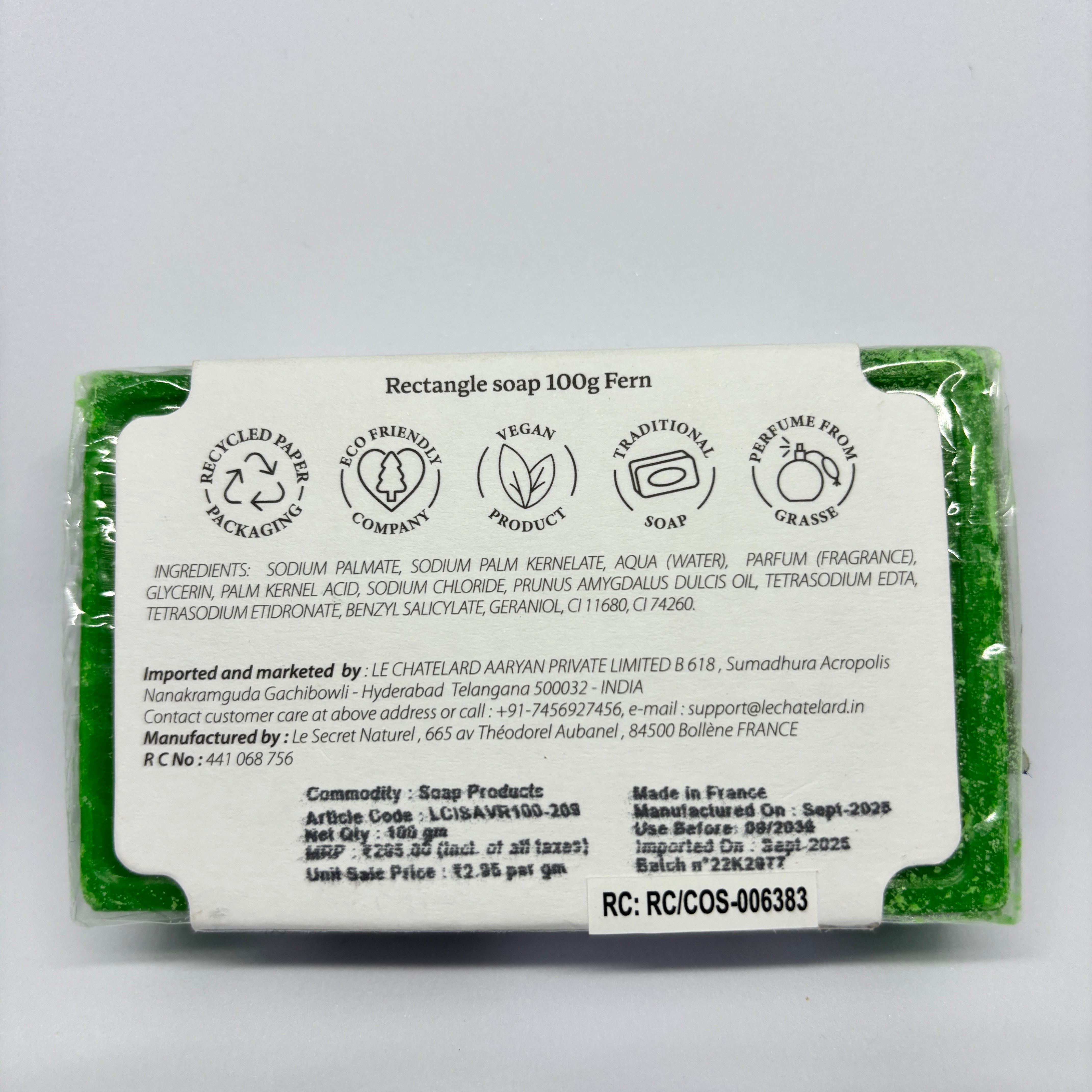 Fern Marseille Soap – Fresh Green French Marseille Soap for Face & Body | 100g