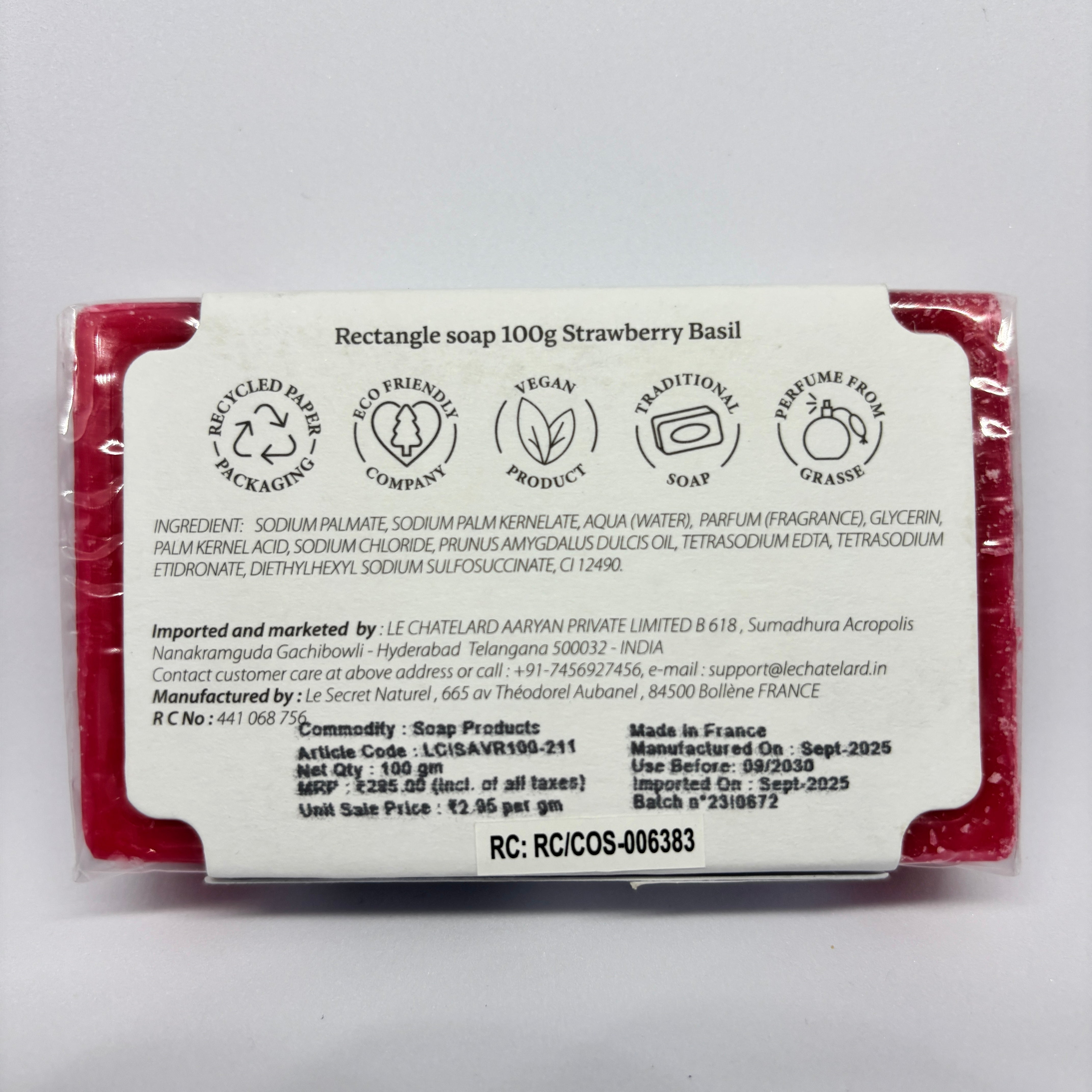 Strawberry Basil Soap – French Marseille Fresh Fruity Face & Body Bar | 100g