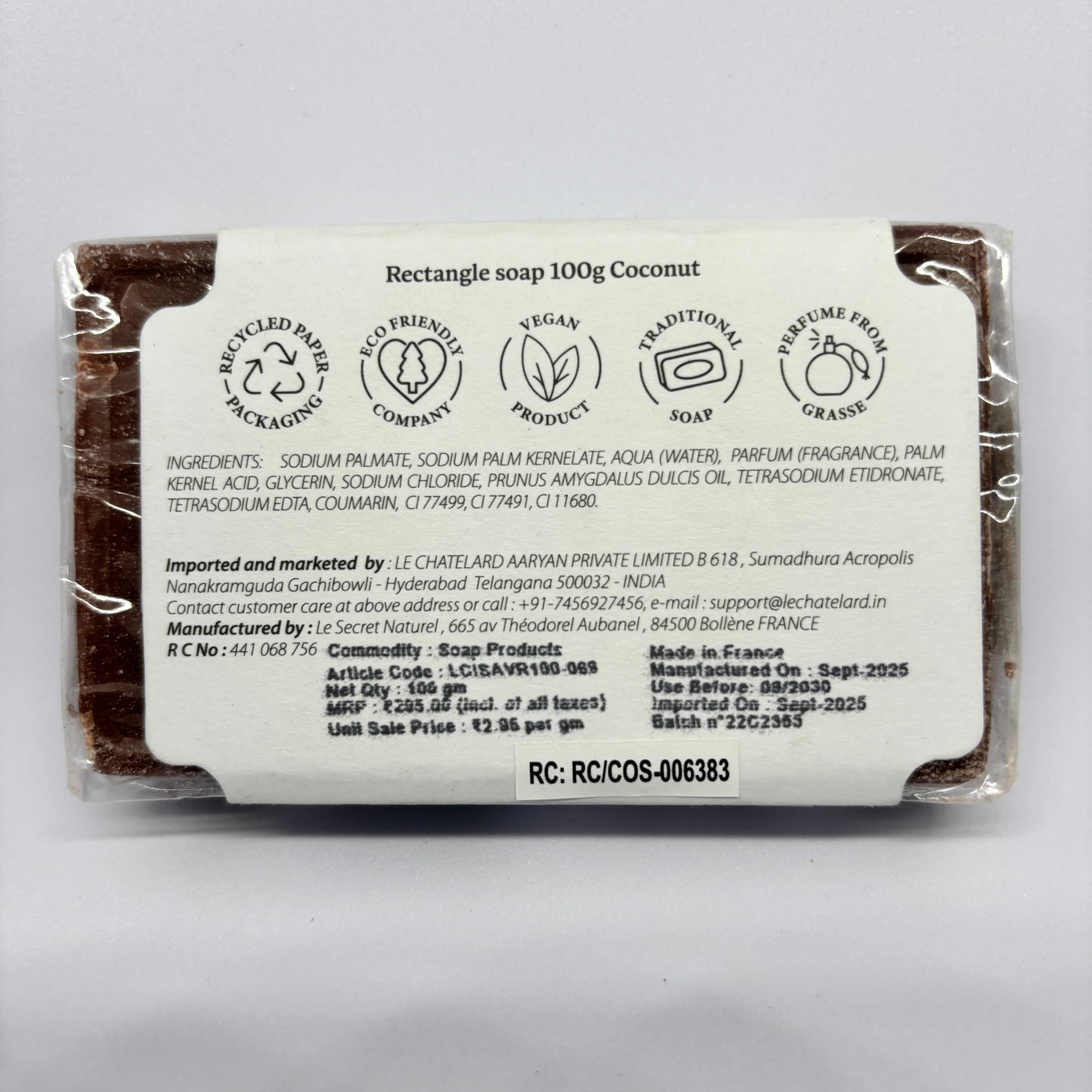 Coconut Soap – French Marseille Moisturizing Face & Body Bar with Almond Oil | 100g
