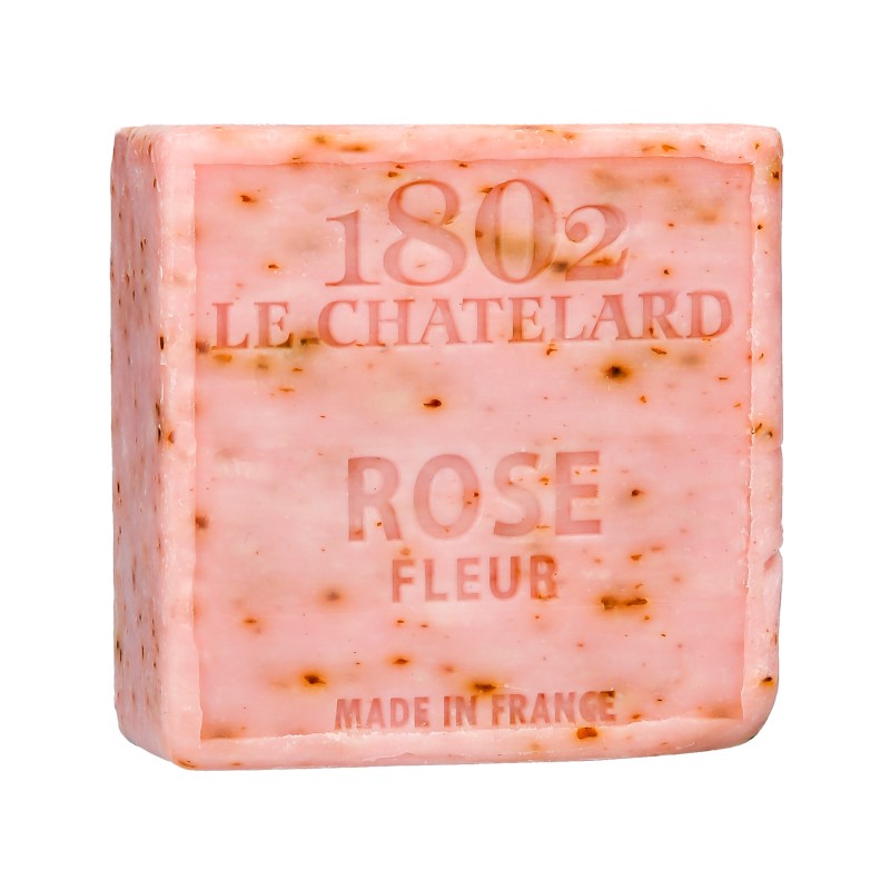 Pink soap bar with '1802 Le Chatelard' branding on a white background