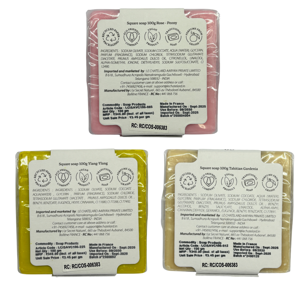 Le Chatelard 1802 Floral Romance Soap Combo | Rose Peony, Tahitian Gardenia & Ylang-Ylang (3 x 100g) / Made In France